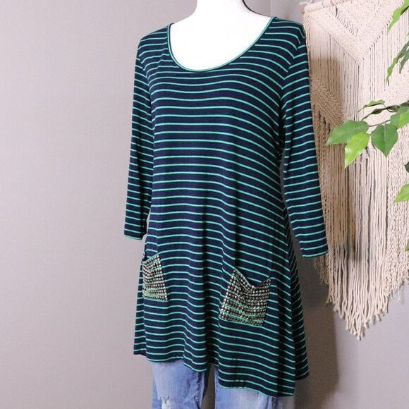 Soft Surroundings Tunic Blouse Striped Medium - Picture 1 of 9
